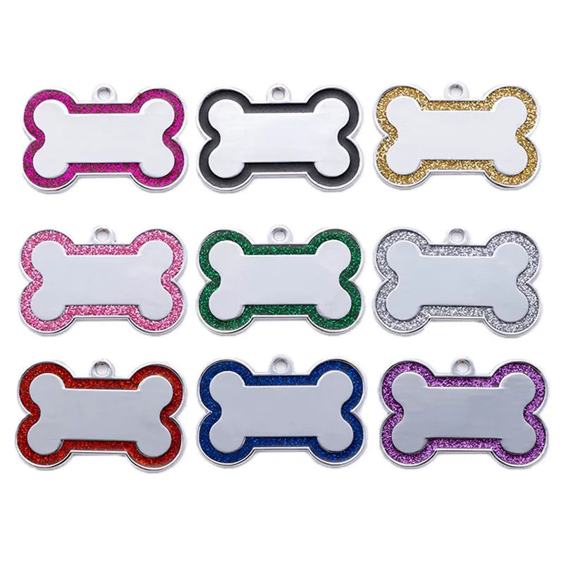 Hondenpenning bot met glitterrand, 12 kleuren