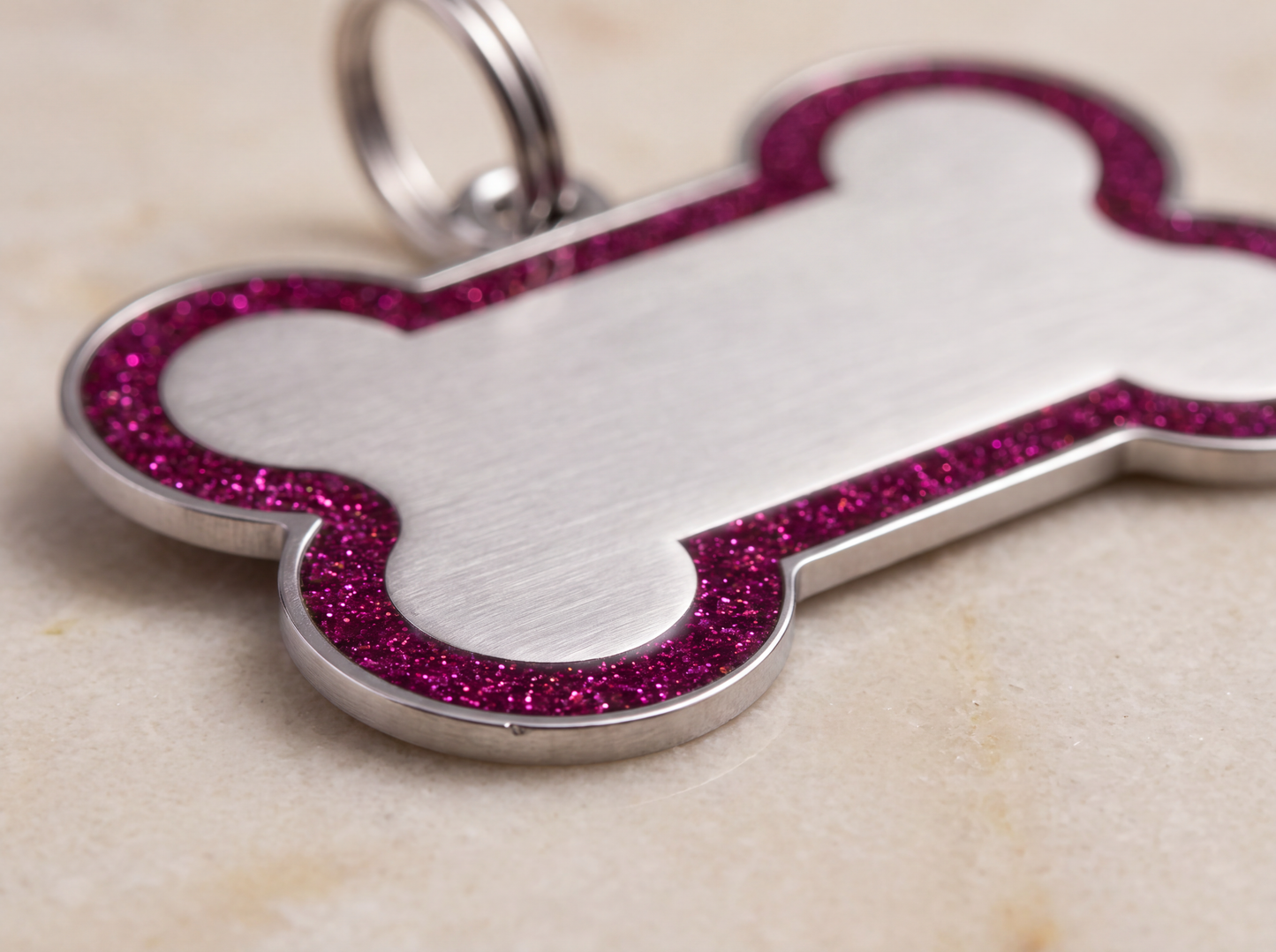Hondenpenning bot met glitterrand, 12 kleuren