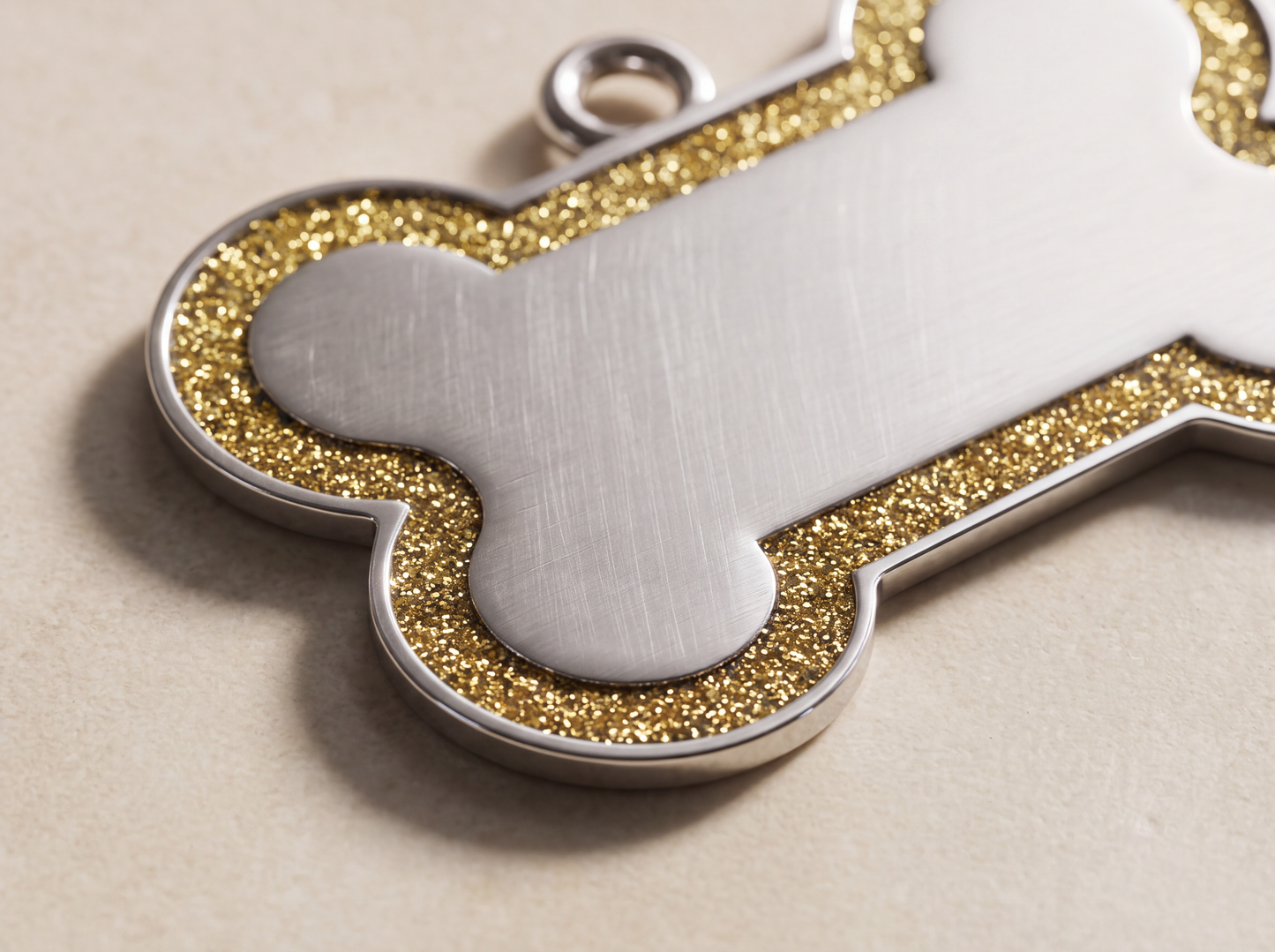 Hondenpenning bot met glitterrand, 12 kleuren