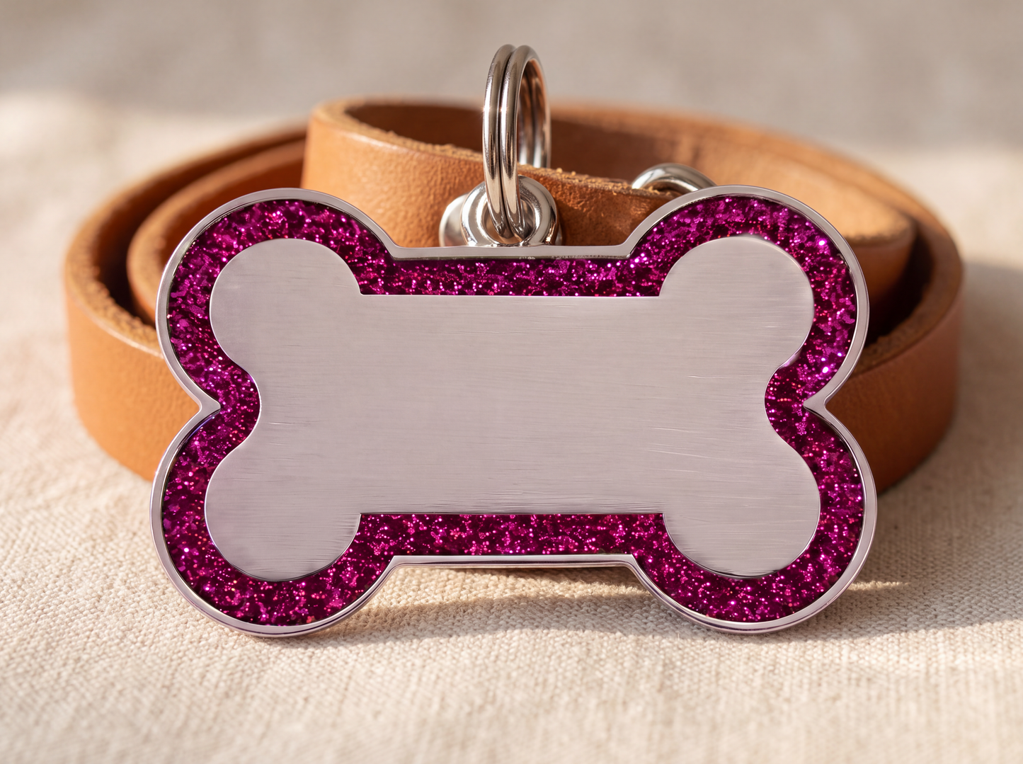 Hondenpenning bot met glitterrand, 12 kleuren