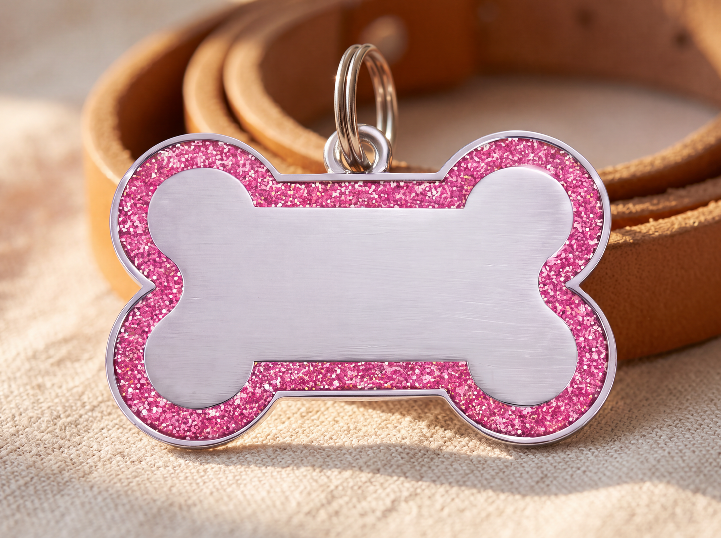Hondenpenning bot met glitterrand, 12 kleuren