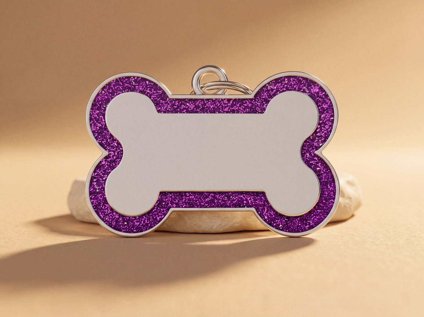 Hondenpenning bot met glitterrand, 12 kleuren