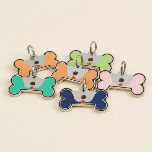 Hondenpenning bot met hondenkopje, 6 kleuren
