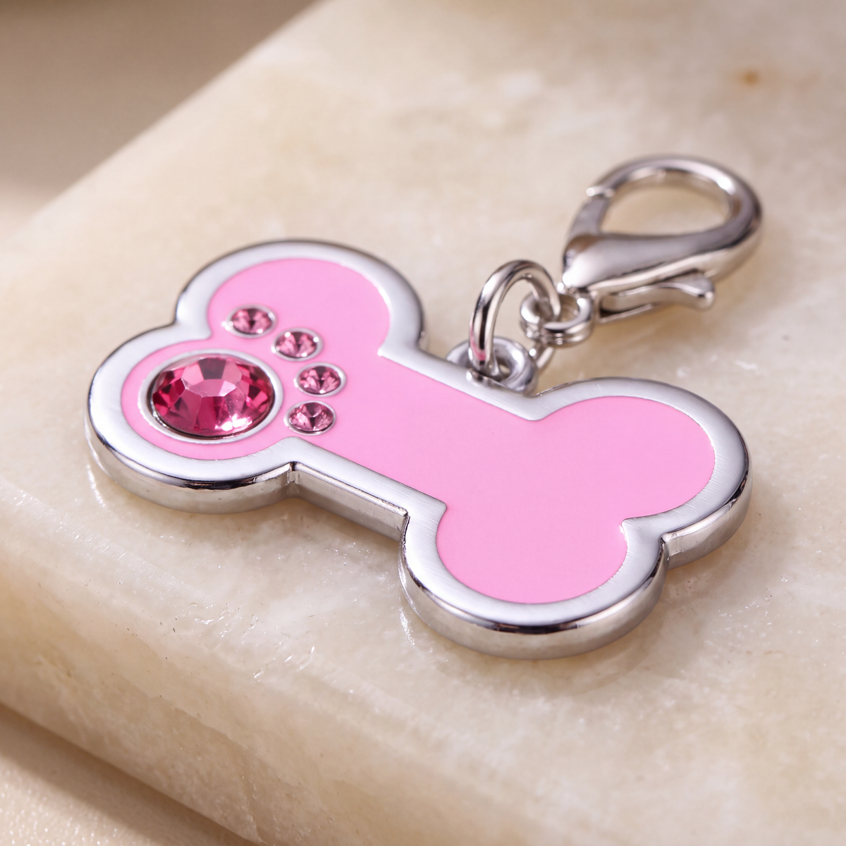 Hondenpenning bot met strass-steentjes, 4 kleuren
