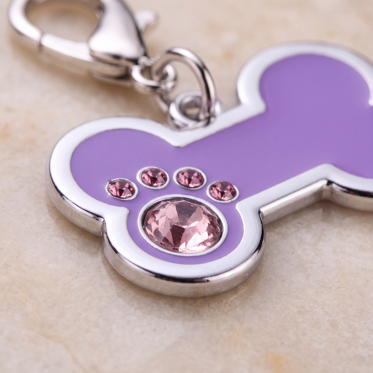 Hondenpenning bot met strass-steentjes, 4 kleuren