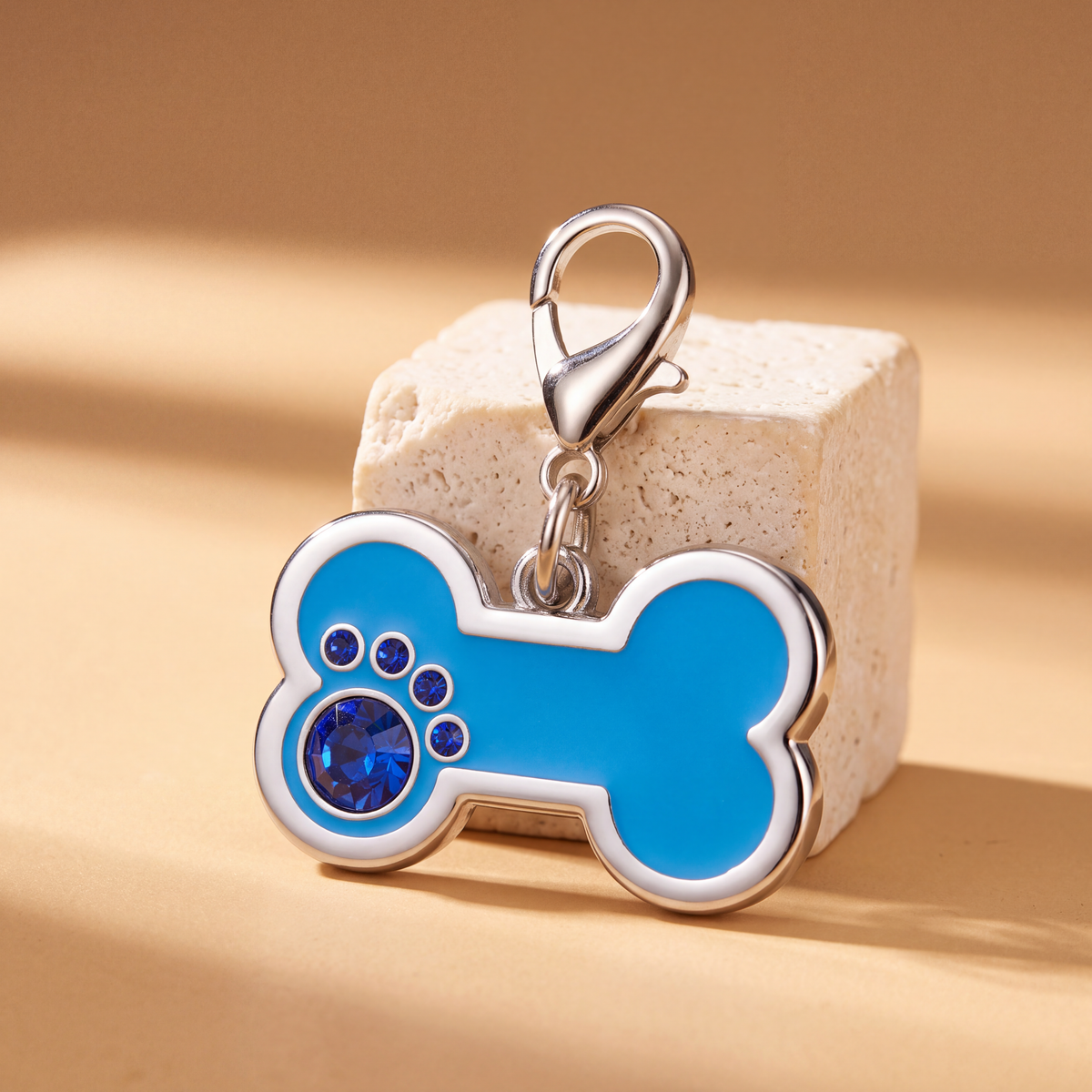 Hondenpenning bot met strass-steentjes, 4 kleuren