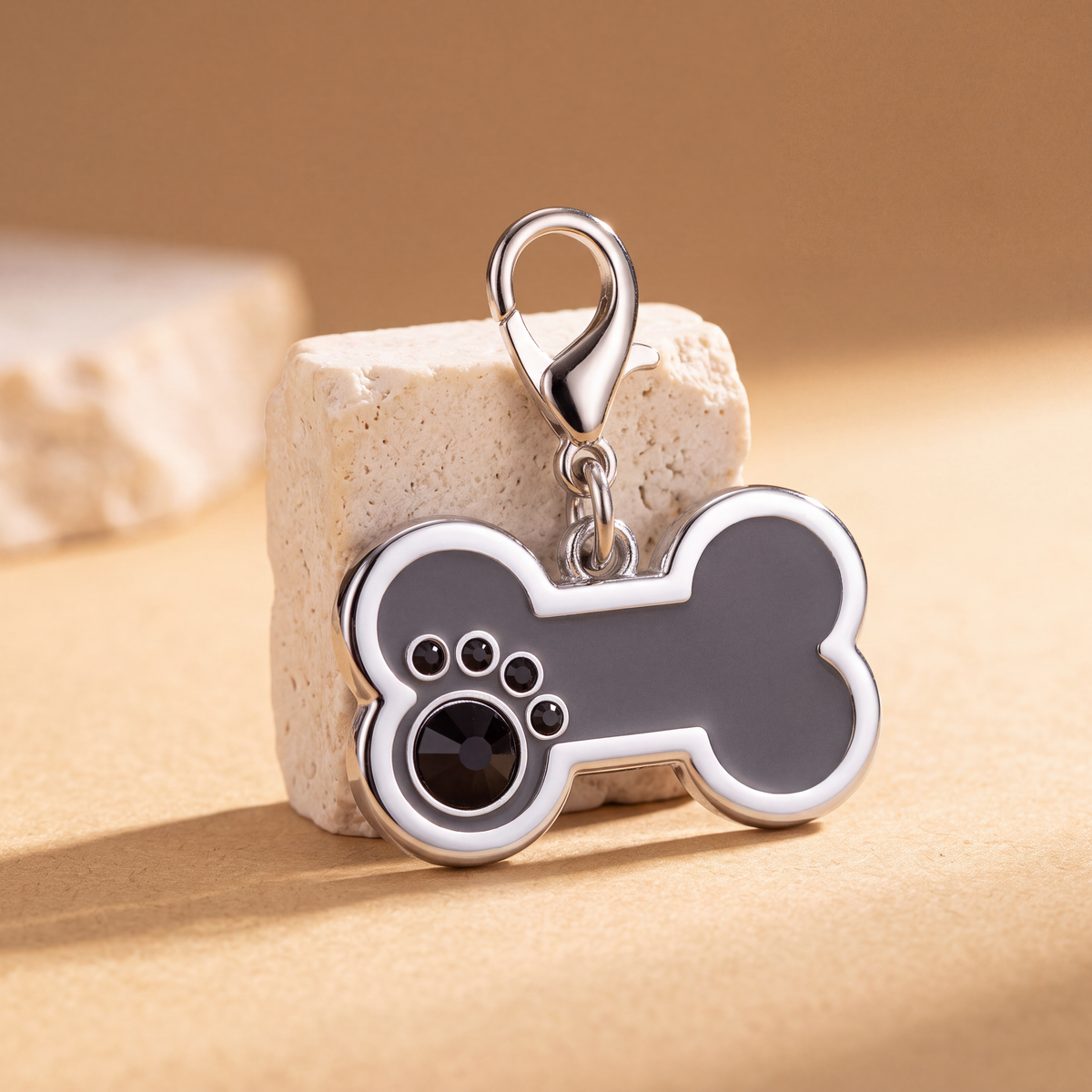 Hondenpenning bot met strass-steentjes, 4 kleuren