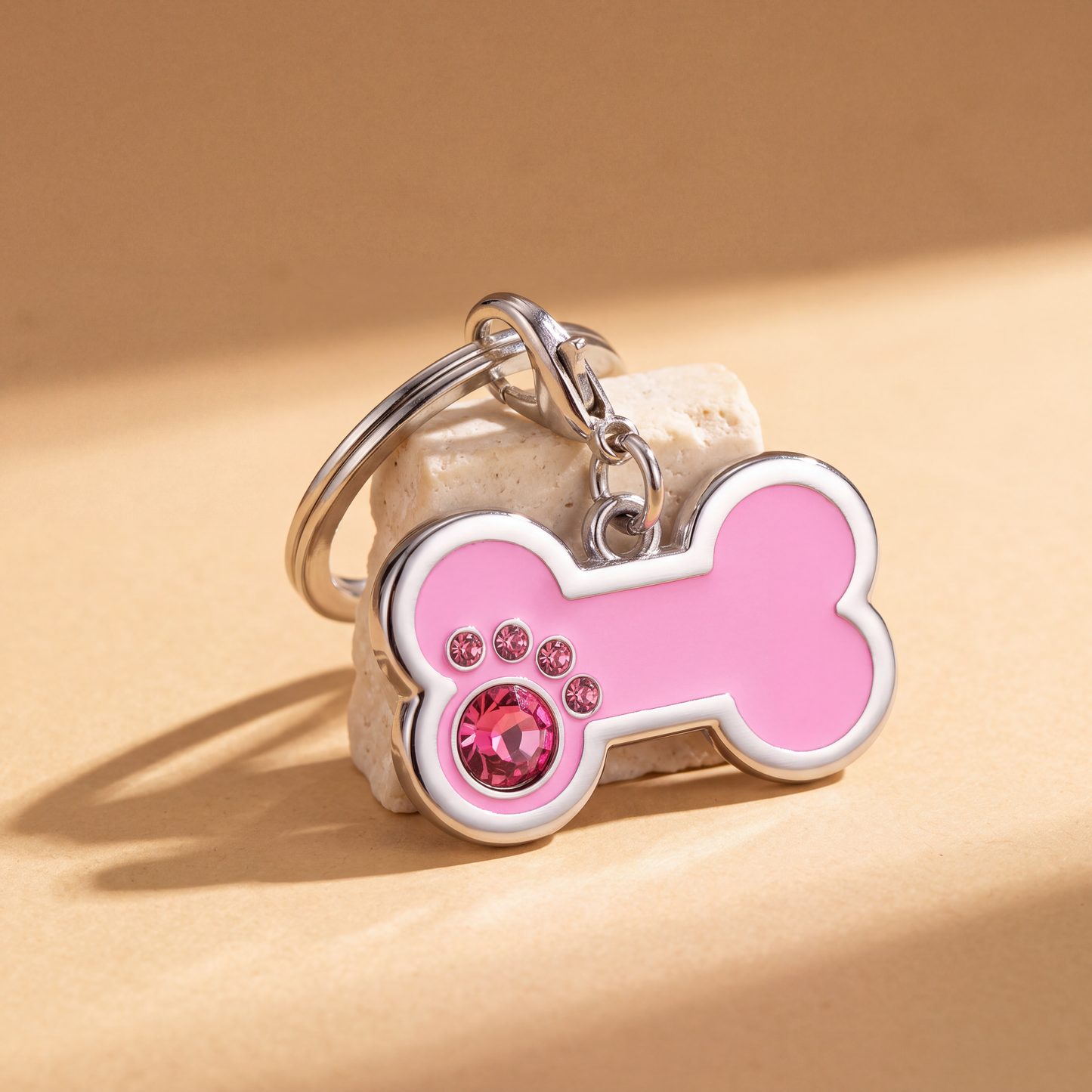 Hondenpenning bot met strass-steentjes, 4 kleuren