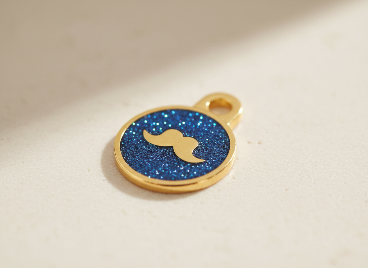 Ronde glitterpenning met snormotief, Britse stijl