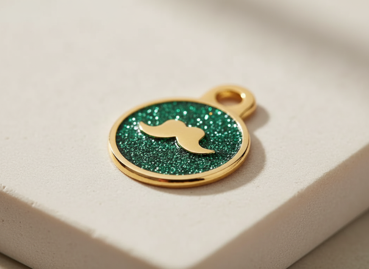 Ronde glitterpenning met snormotief, Britse stijl
