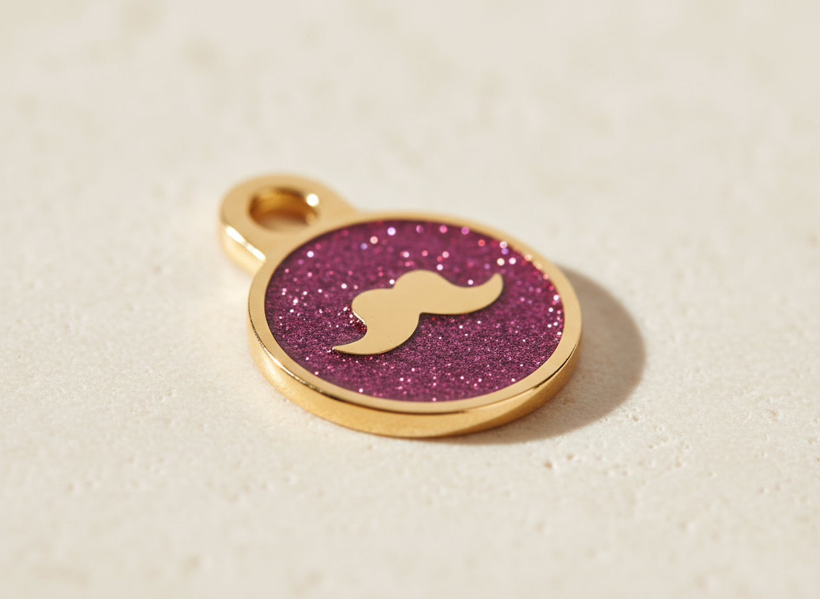 Ronde glitterpenning met snormotief, Britse stijl