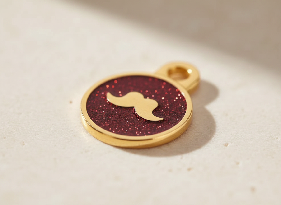 Ronde glitterpenning met snormotief, Britse stijl