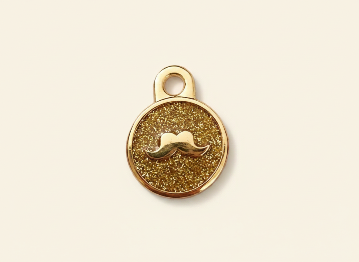 Ronde glitterpenning met snormotief in Britse stijl, goud