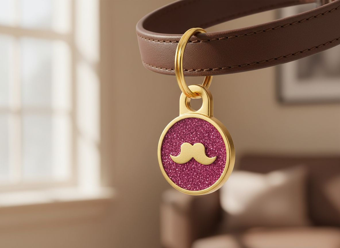 Ronde glitterpenning met snormotief, Britse stijl