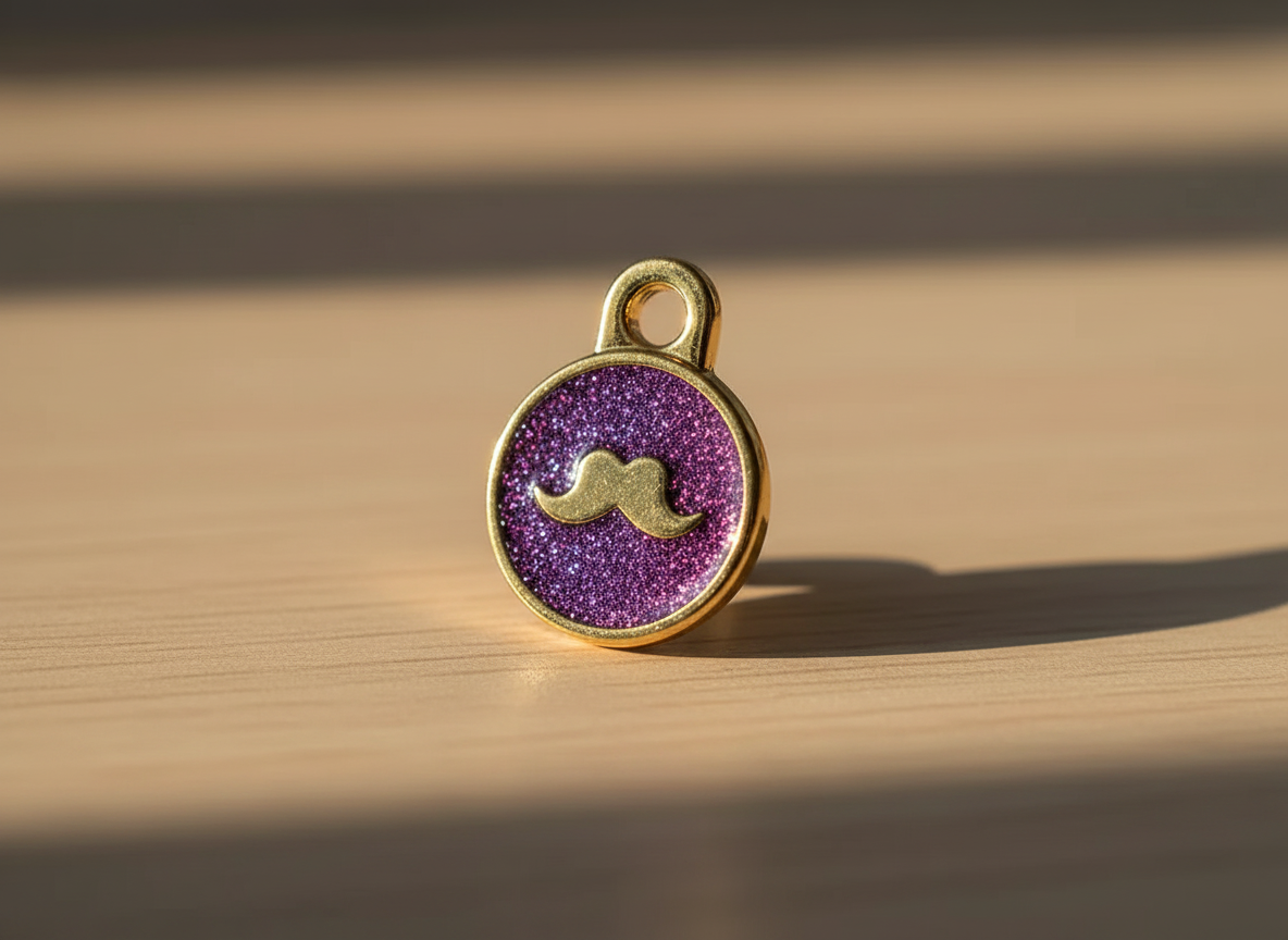 Ronde glitterpenning met snormotief, Britse stijl