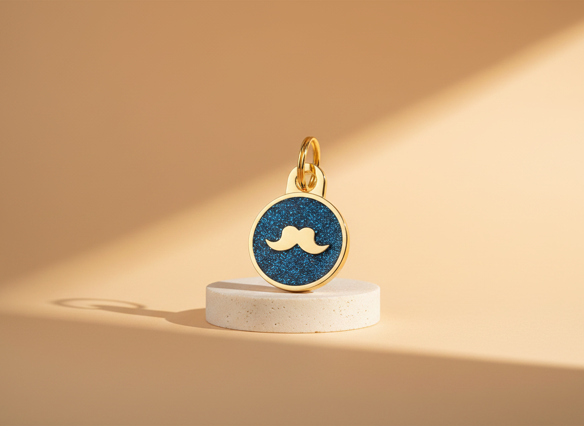 Ronde glitterpenning met snormotief, Britse stijl
