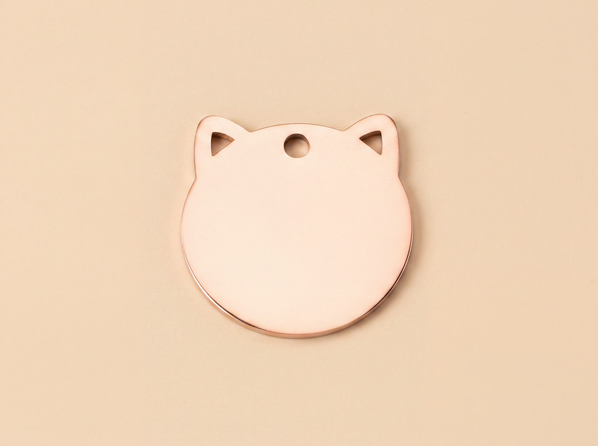 Kattenpenning in kattenkopvorm van roestvrij staal, rosé goud