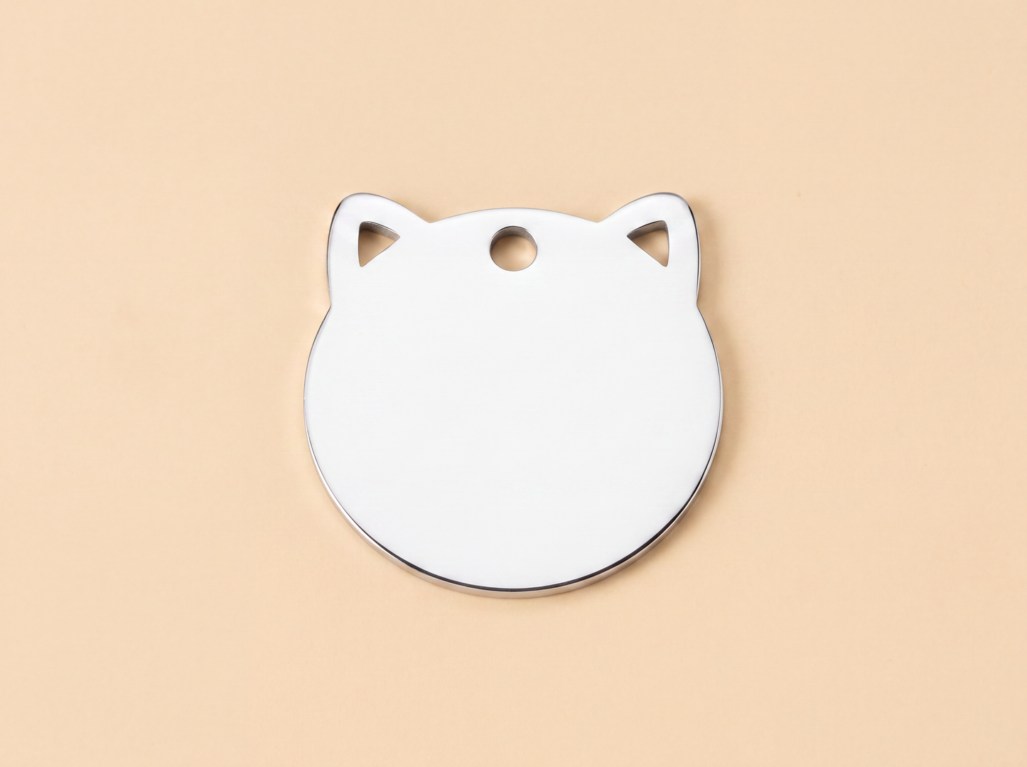 Kattenpenning in kattenkopvorm van roestvrij staal, zilver
