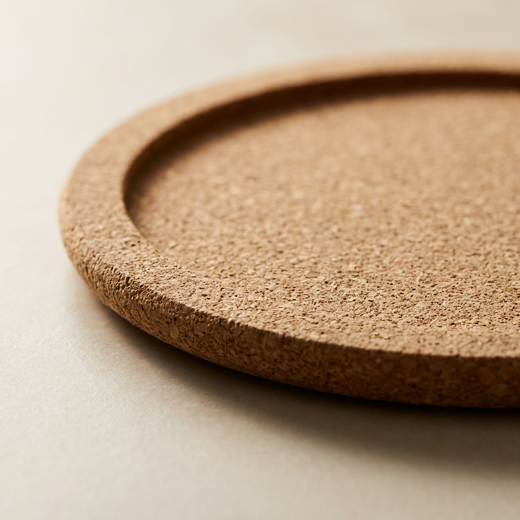 Kurken onderzetters met opstaande rand, 10 cm, per stuk, minimaal 5 stuks