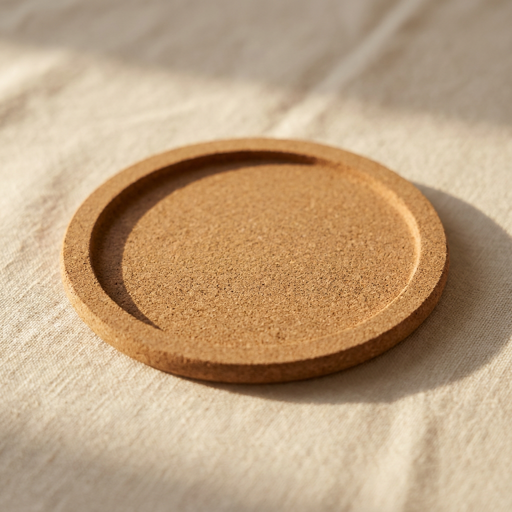 Kurken onderzetters met opstaande rand, 10 cm, per stuk, minimaal 5 stuks