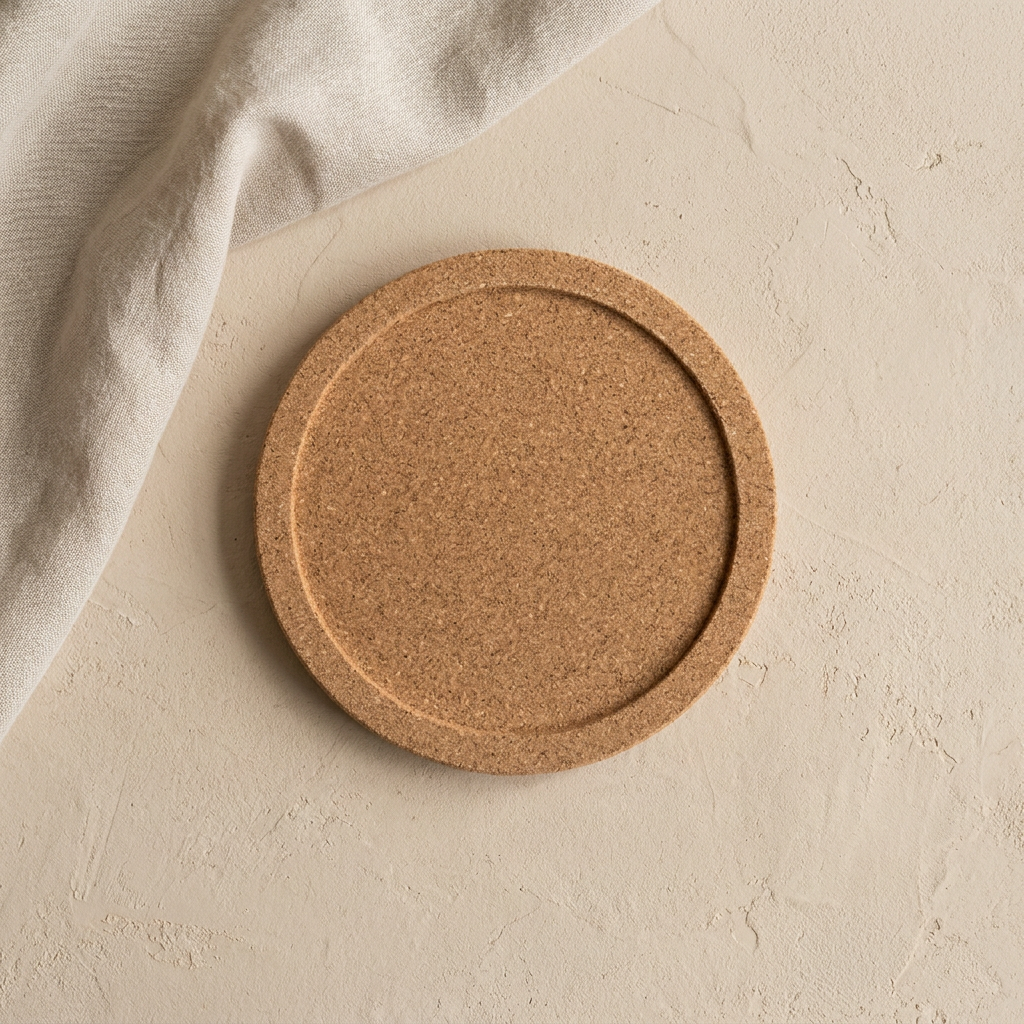Kurken onderzetters met opstaande rand, 10 cm, per stuk, minimaal 5 stuks