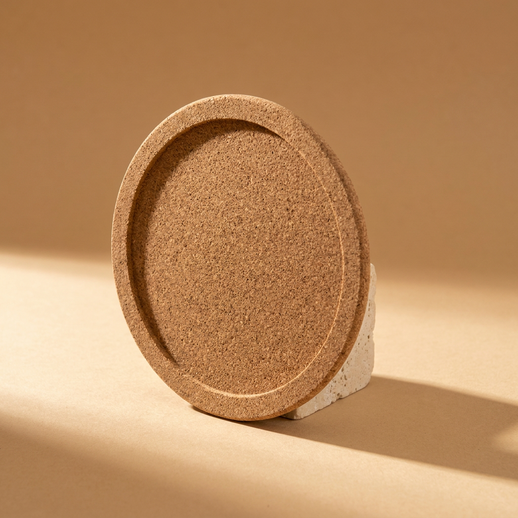 Kurken onderzetters met opstaande rand, 10 cm, per stuk, minimaal 5 stuks
