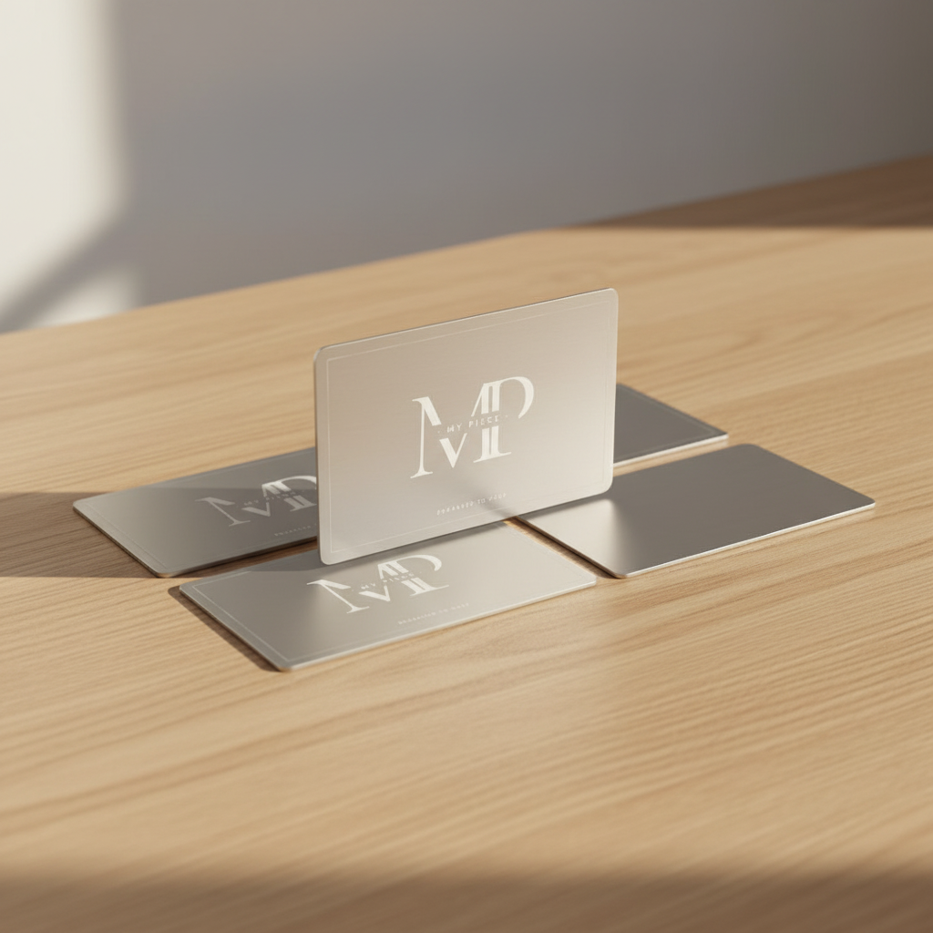 Metalen visitekaartje, 6 kleuren, 0,8 mm, per stuk, minimaal 10 stuks