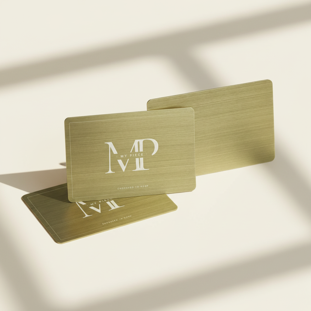 Metalen visitekaartje met NFC-chip in creditcardformaat, goud
