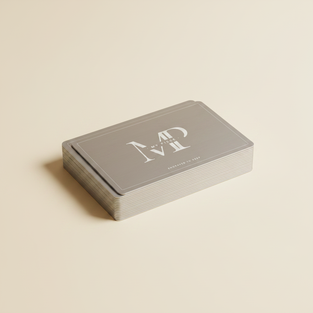 Metalen visitekaartje met NFC-chip in creditcardformaat, grijs